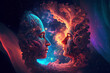 Gemini Zodiac Sign, Horoscope Symbol, Magic Astrology Twins in Fantastic Night Sky, Generative AI Illustration
