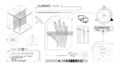 Wall Mural - set of infographic elements about satellite internet and network security.
