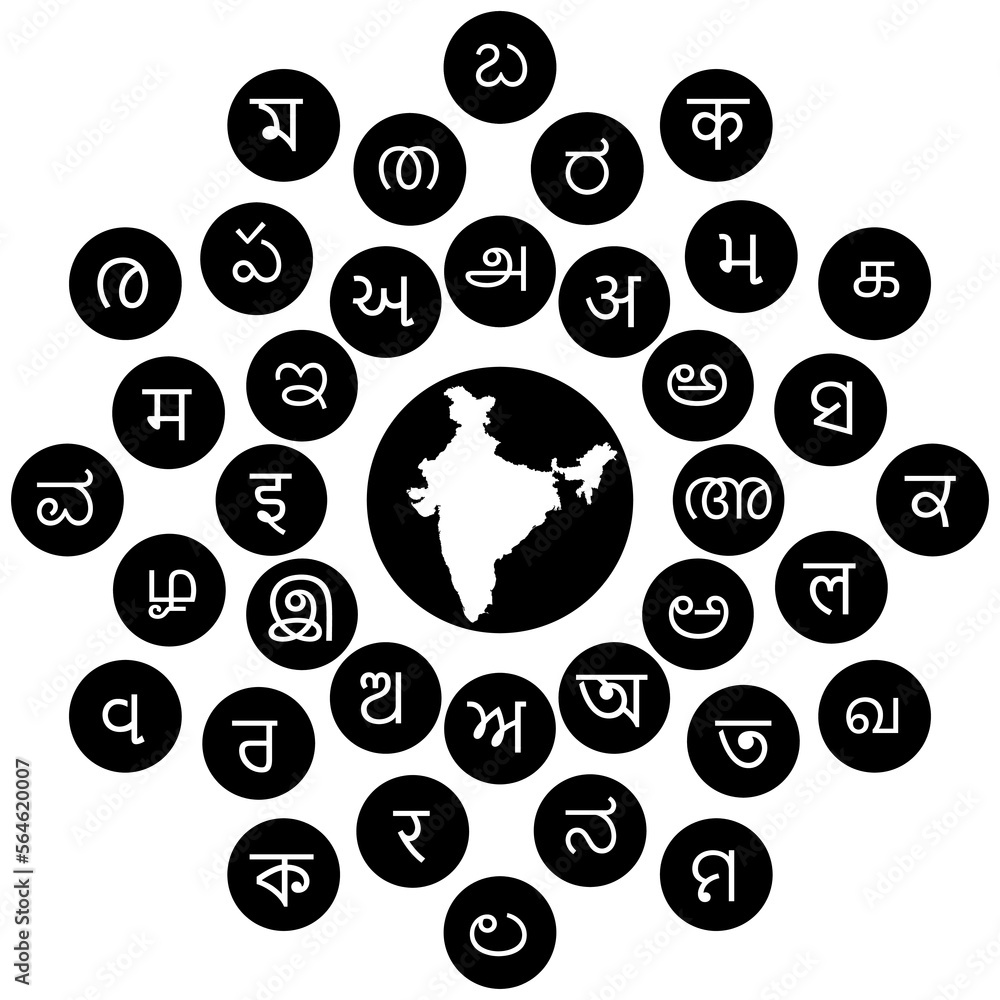 Indian language letters tree with Indian Map Stock Vector | Adobe Stock