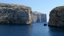The Rugged. Rocky Coast Of Gozo, Malta. Fungus Rock, Dwejra Bay, Gozo