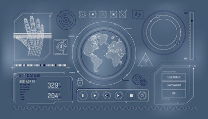 Wall Mural - set of infographic elements about global transactions and e-commerce security.