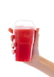 PNG Closeup studio shot of a woman holding a fruit shake