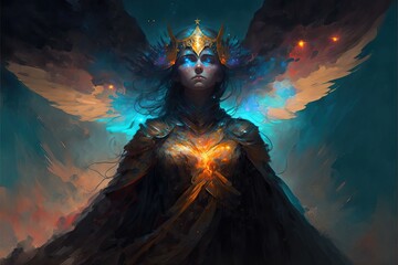 Wall Mural - 4K resolution or higher, Angel of the undying stars. Generative AI Technology