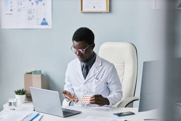 Wall Mural - Young black doctor in online consultation