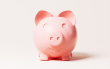 Piggy Bank In The Pink Background, 3d Rendering.