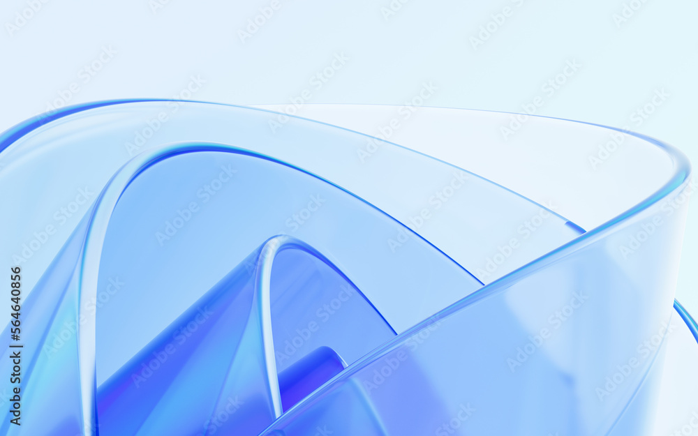 Blue abstract curved glass background, 3d rendering. Stock Illustration ...