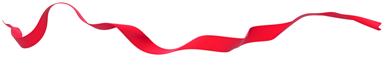 Smooth red ribbon on isolated background. 3d render.
