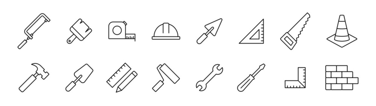 construction icon set. repair, build tool icon collection. eps 10