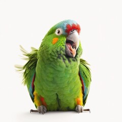 Wall Mural - Closeup portrait of a colorful joyful parrot smiling and laughing, generative ai