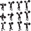 Silhouettes of men doing Olympic lifting