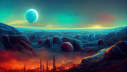 Wall Mural - futuristic fantasy landscape