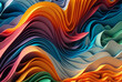 Background of waves of bright colors and overlapping lines - 3D rendering