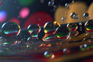 Wall Mural - Rainbow colored Bubbles close-up