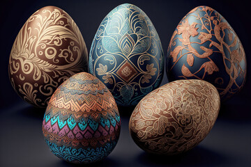 Wall Mural - Colorful Designer Easter Eggs - AI Generative