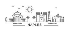 Naples City Line View. Poster Print Minimal Design. Italy