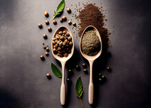 Hemp Seed, Hearts And Protein Powder In Spoon, AI Generated