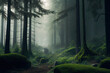 © ADDICTIVE STOCK - Green forest with fog, Generative AI