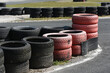 pile of tires serving as protection on a car and motorcycle circuit