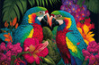 Zwei Papageien berühren ihre Schnabel