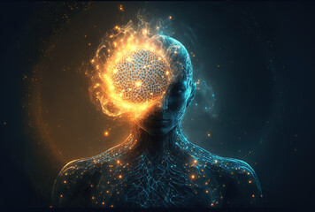 Wall Mural - Universal consciousness, cosmic entity connected to our souls, we are all one. Concept. Mystic. Spirituality, esoteric. Illustration, generative AI.