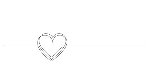 Wall Mural - heart decorative line art vector illustration. continuous line drawing minimalism style