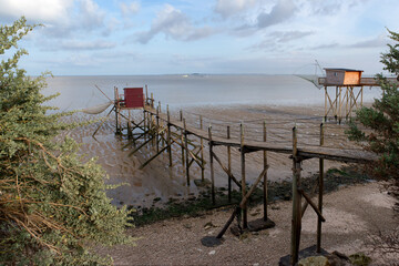 Wall Mural -  Charente-Maritime carrelets. Fishing cabin in the !aiguillon bay