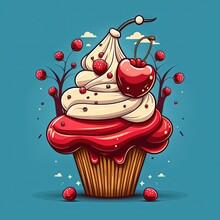  A Cupcake With A Cherry On Top Of It And A Cherry On Top Of It With A Cherry On Top Of It And A Cherry On Top Of It With A Cherry On Top.  Generative Ai