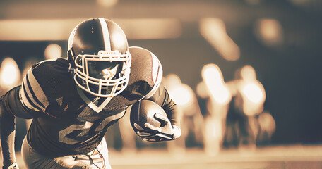 3D render of American football player, athlete sportsman on abstract background.