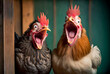 Da lachen ja die Hühner Sprichtwort Illustration generative ai