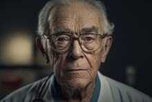 Portrait Of Sergery Senior Medical Doctor On Dark Background,generative Ai.