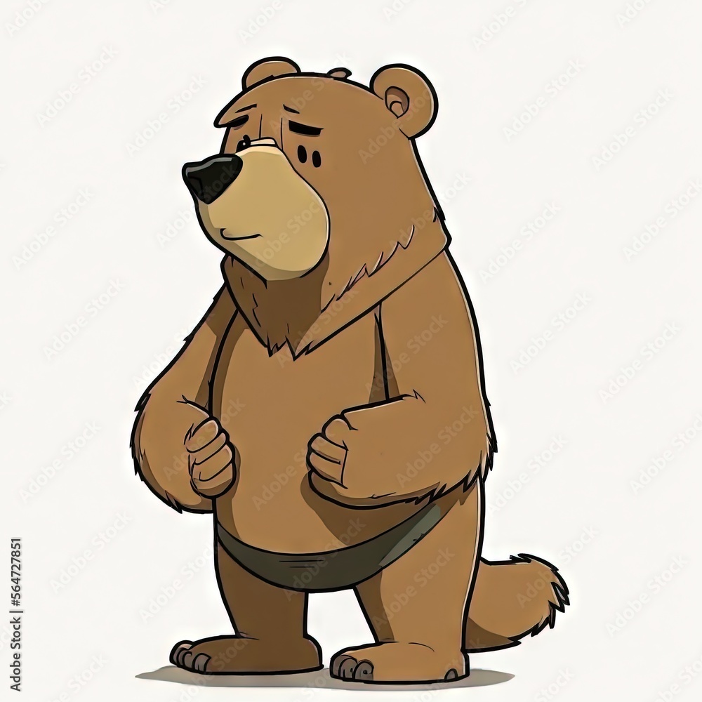 a cartoon bear standing with his arms crossed and legs crossed, with a ...