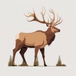  a deer standing in the middle of a forest with trees around it's sides and a white background with a brown outline and a light brown outline of the antlers on the side.  generative ai