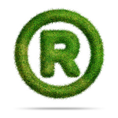 Wall Mural - Registered trademark symbol or icon design with green grass style