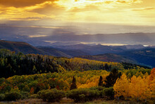 View Of Fall Colors And Desert From La Sal Mountains Near Moab Looking West Out Over Canyonlands Utah