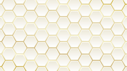Wall Mural - 3d white gold hexagonal wallpaper pattern vector background