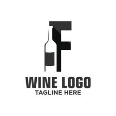 Letter F Wine Logo Design Template Inspiration, Vector Illustration.