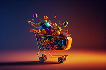 Aufkleber - Beautiful abstract illustrations Shopping Cart  on a background. 