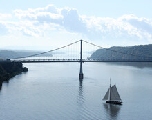 A View From The Hudson River Walkway Bridge Over Poughkeepsie, New York, USA