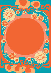 A set of backgrounds for text, psychedelic hippie art, a frame of stylized flowers.
