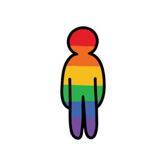 Wall Mural - queer person doodle icon, vector color line illustration