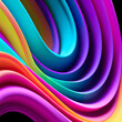 © PixlMakr - 3D Rendering Of Colorful Abstract Twisted Wavy Shape In Motion. Computer Generated Geometric Digital Art. Generative AI