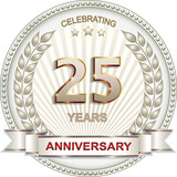 Fototapeta Tulipany - 25 years anniversary. Vector silver design background for celebration, congratulation and birthday card, logo