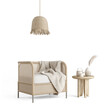 © manow - Boho style armchair with ceiling lamp and table