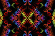 © Ainur - Beautiful colourful gradient flowers line art of traditional abstract symbol batik dayak ornament design template elements