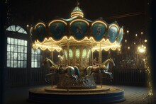 An Eerie Carousel Full Of Ghosts At An Abandoned Desolate Carnival.