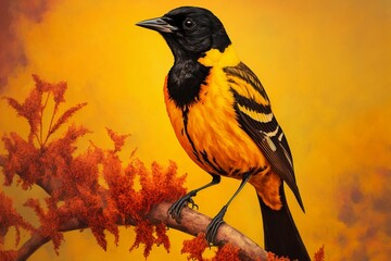 Yellow Oriole on a Branch