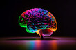 © Royalty-Free - Neon brain on a black background. Created with Generative AI technology