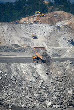 Massive Dump Truck Deposits Overburden Into A Valley Fill At The Kayford Mountaintop Removal Coal Mine Site