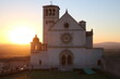 Basilica San Francesco in Assisi at sunset, Umbria Italy