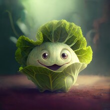 Cute Funny Painted Cabbage With Big Eyes
